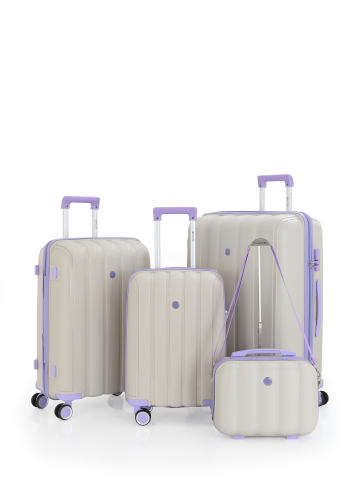 Mçs Polipropilen 4'lü Valiz Seti OLM305 Kemik-Lila