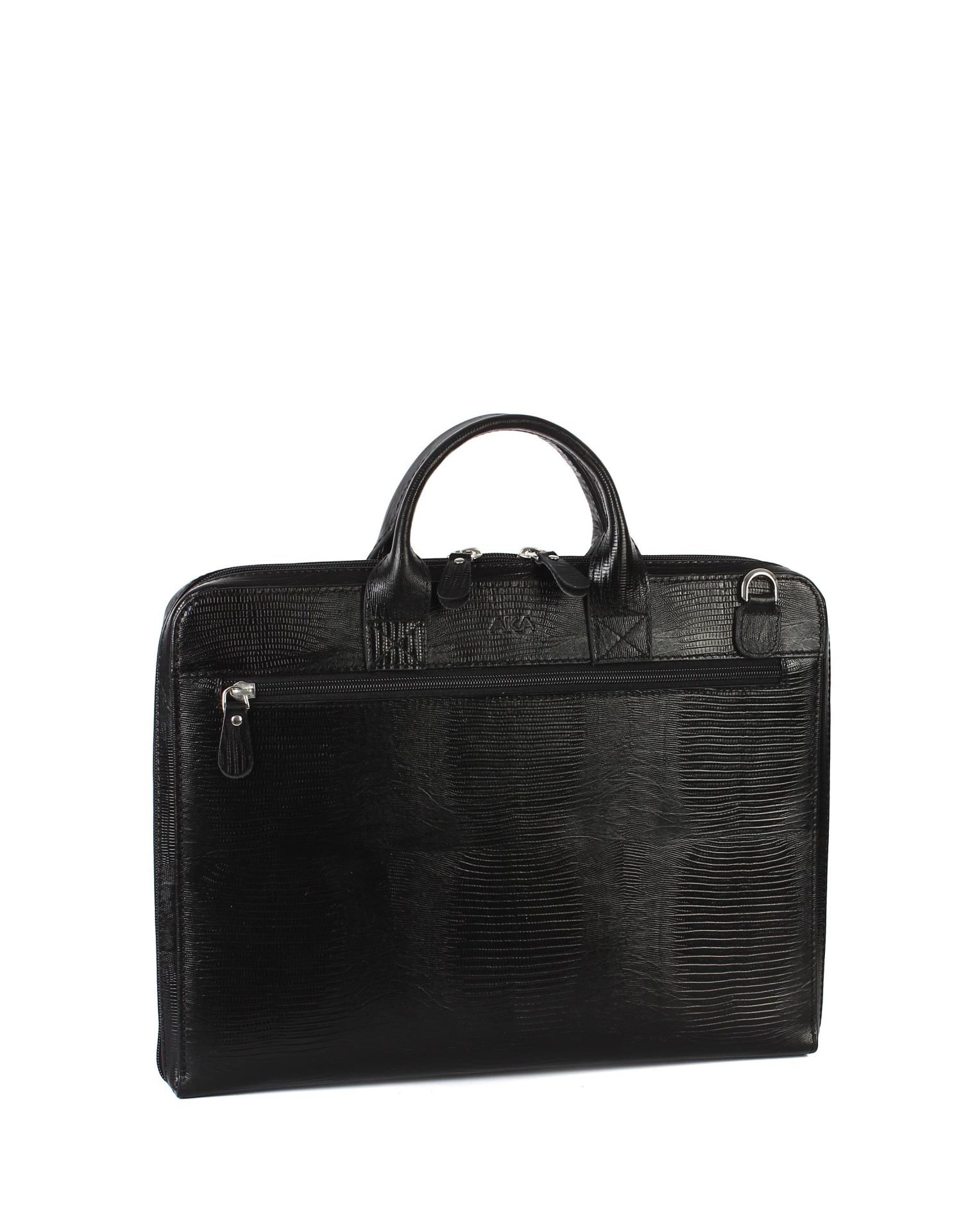 Deri Evrak Çantası OLM239 Siyah - Lazer Desenli