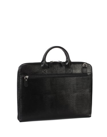 Deri Evrak Çantası OLM239 Siyah - Lazer Desenli