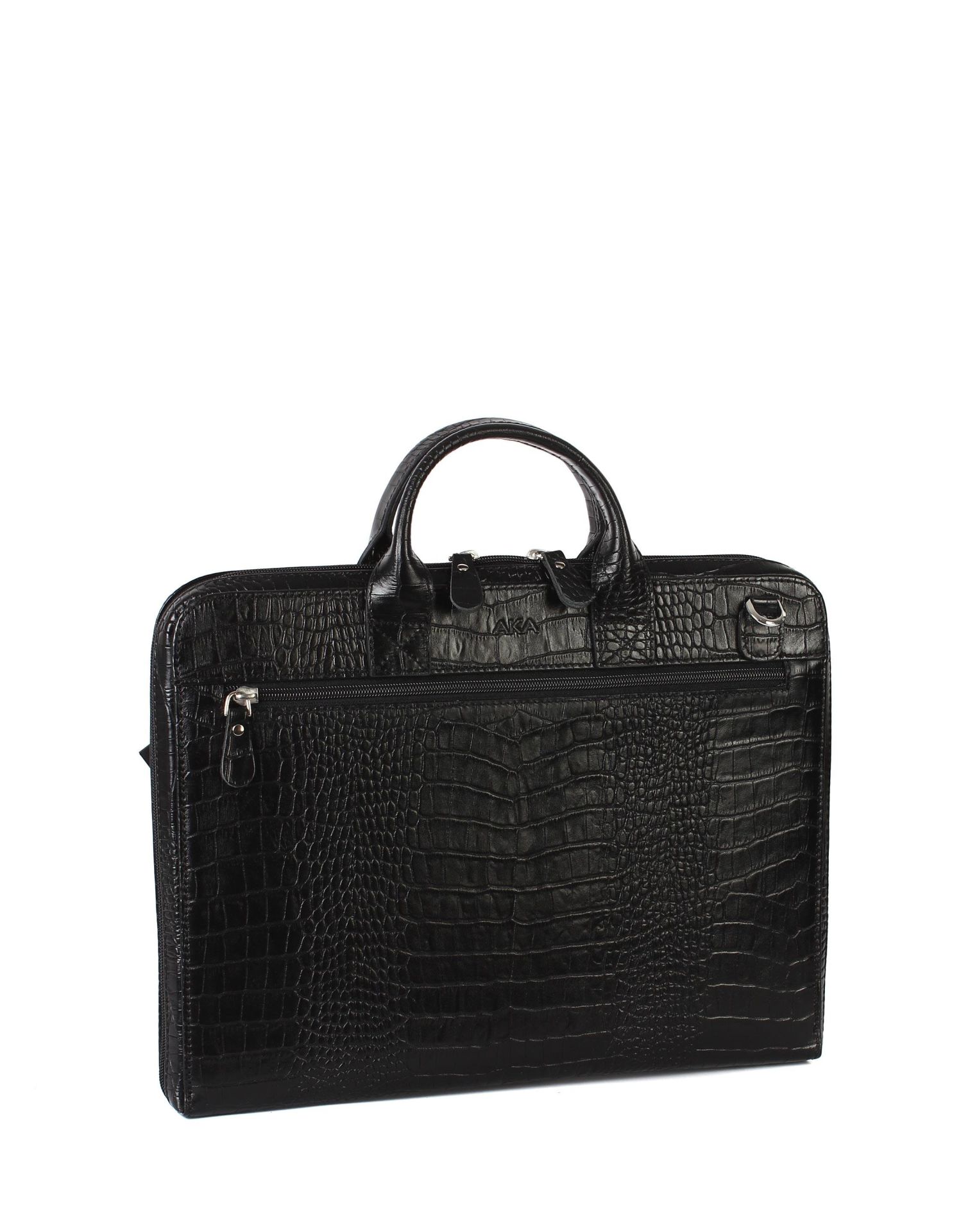 Deri Evrak Çantası OLM239 Siyah - Timsah Desenli