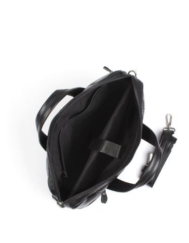 Deri Laptop Evrak Çantası OLM298 Siyah - Lazer Desenli