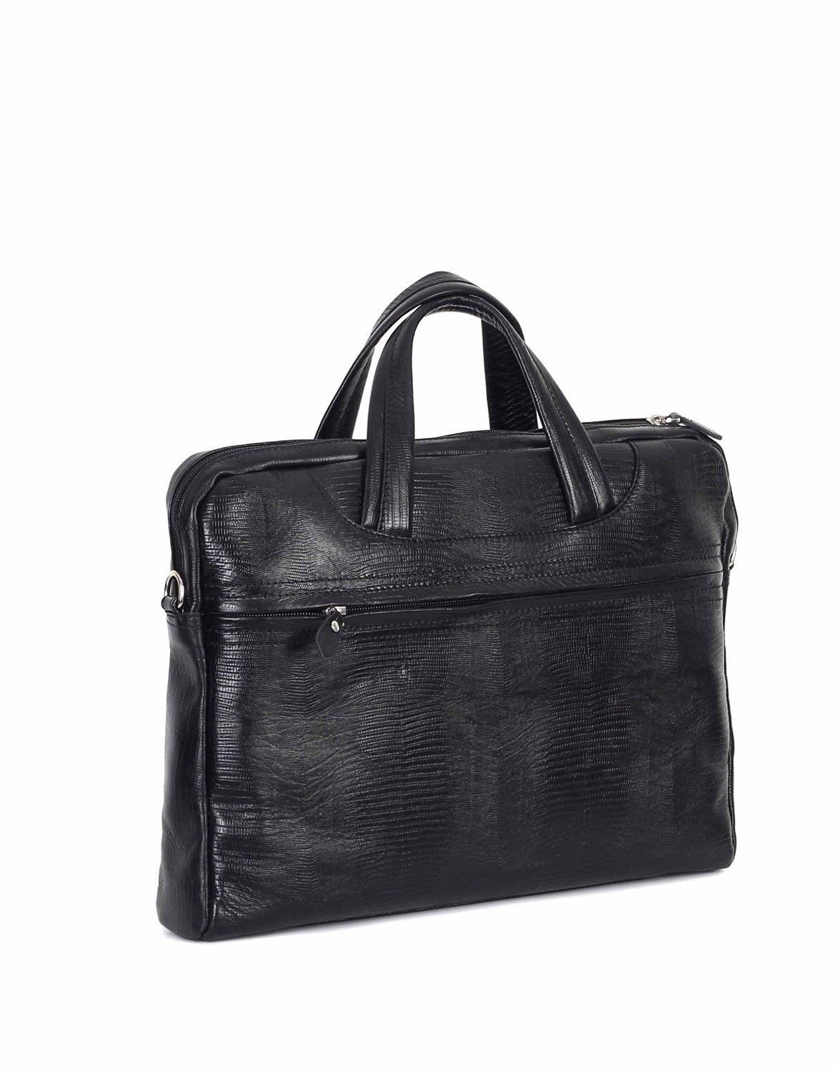 Deri Laptop Evrak Çantası OLM298 Siyah - Lazer Desenli