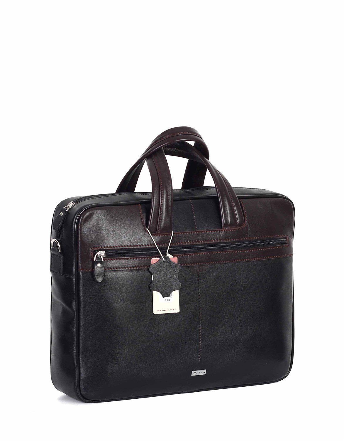 Deri Laptop Evrak Çantası OLM253 Siyah - Düz