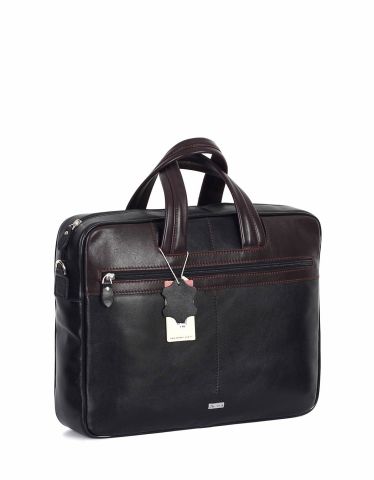 Deri Laptop Evrak Çantası OLM253 Siyah - Düz