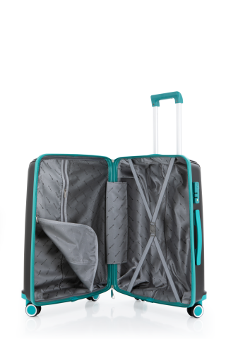 Mçs Polipropilen Valiz 65 CM OLM305 Siyah-Cam Göbeği