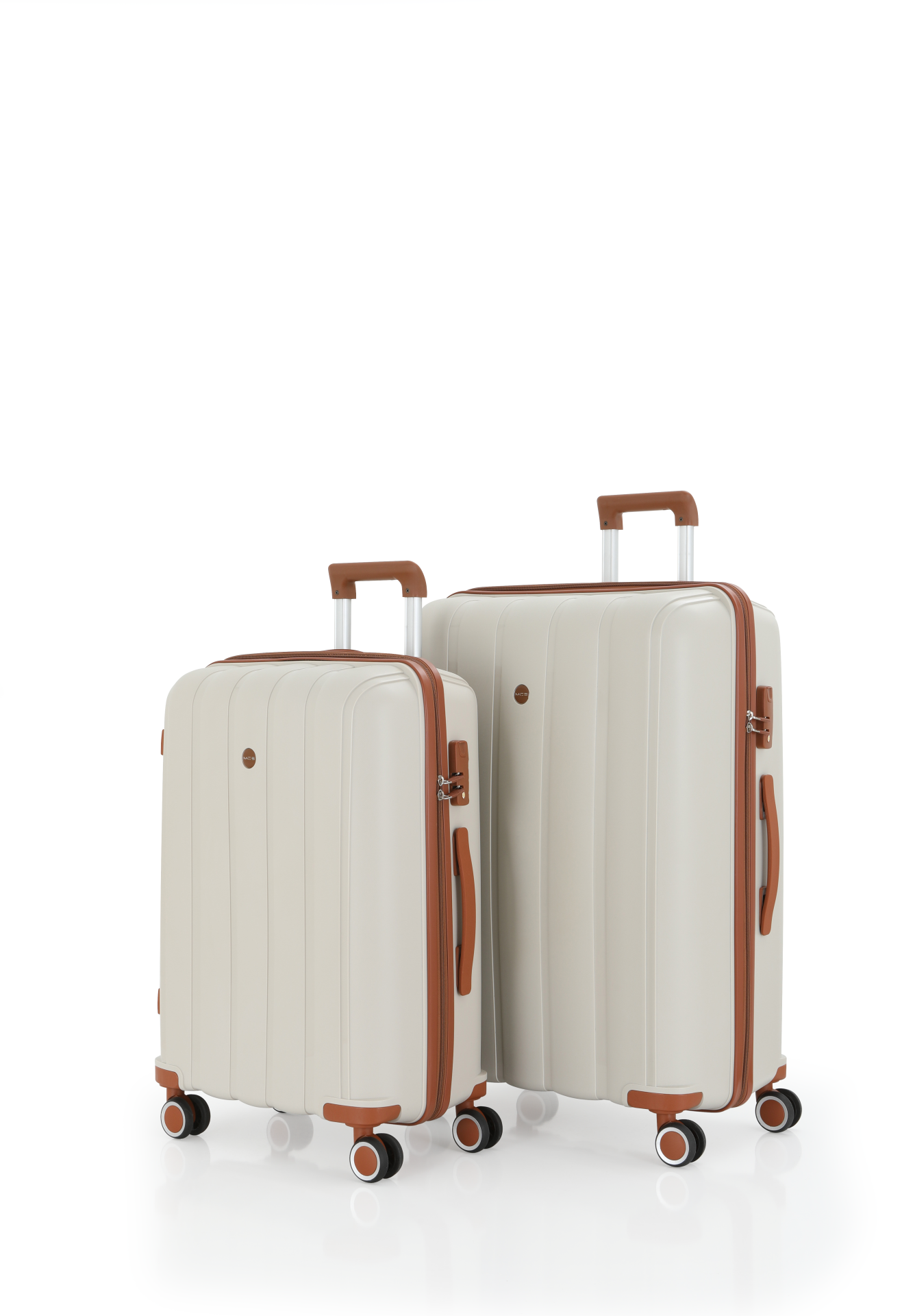 Mçs Polipropilen Valiz Seti Büyük & Orta OLM305 Kemik-Kahve
