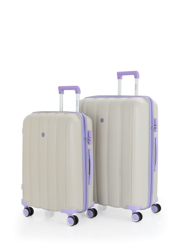 Mçs Polipropilen Valiz Seti Büyük & Orta OLM305 Kemik-Lila