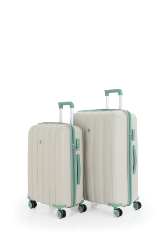 Mçs Polipropilen Valiz Seti Büyük & Orta OLM305 Kemik-Su Yeşili