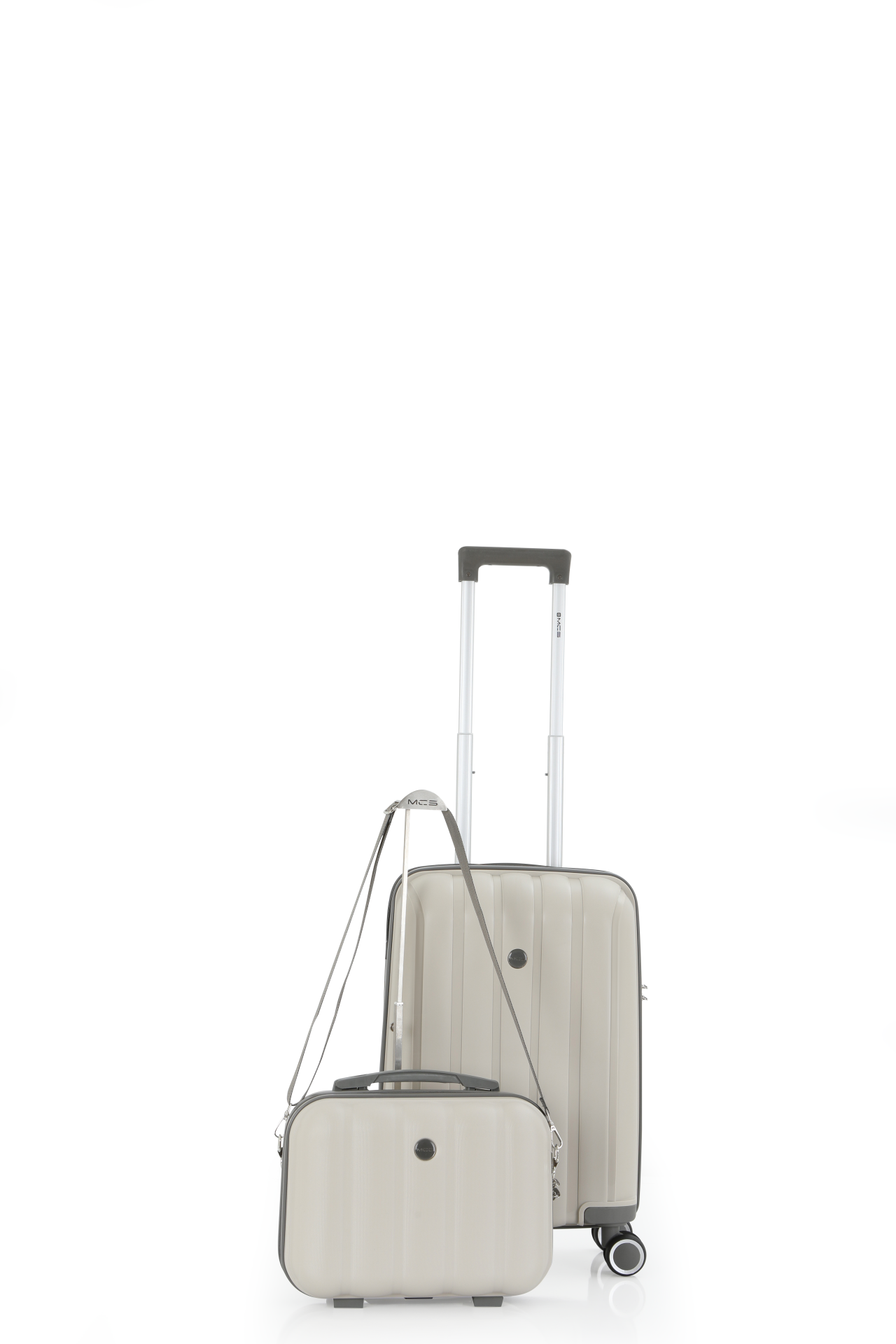 Mçs Polipropilen 2'li Valiz Seti Kabin & Makyaj OLM305 Kemik-Gri