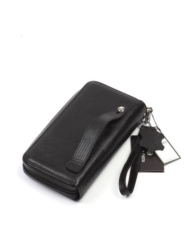 Deri Siyah El Çantası OLM334 Siyah - Lazer Desenli