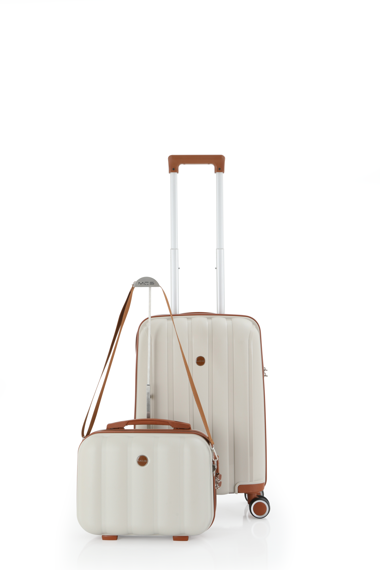 Mçs Polipropilen 2'li Valiz Seti Kabin & Makyaj OLM305 Kemik-Kahve