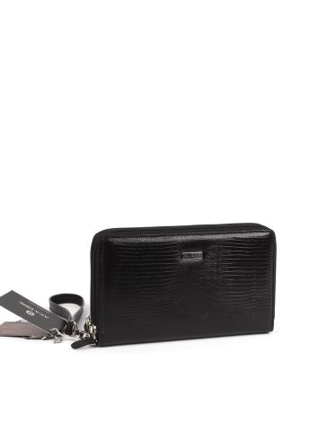 Deri El Çantası OLM331 Siyah - Lazer Desenli