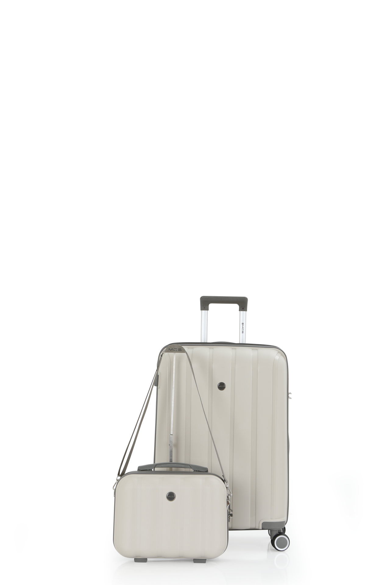 Mçs Polipropilen 2'li Valiz Seti Orta & Makyaj OLM305 Kemik-Gri
