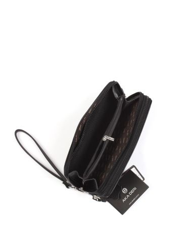 Deri El Çantası OLM331 Siyah - Timsah Desenli