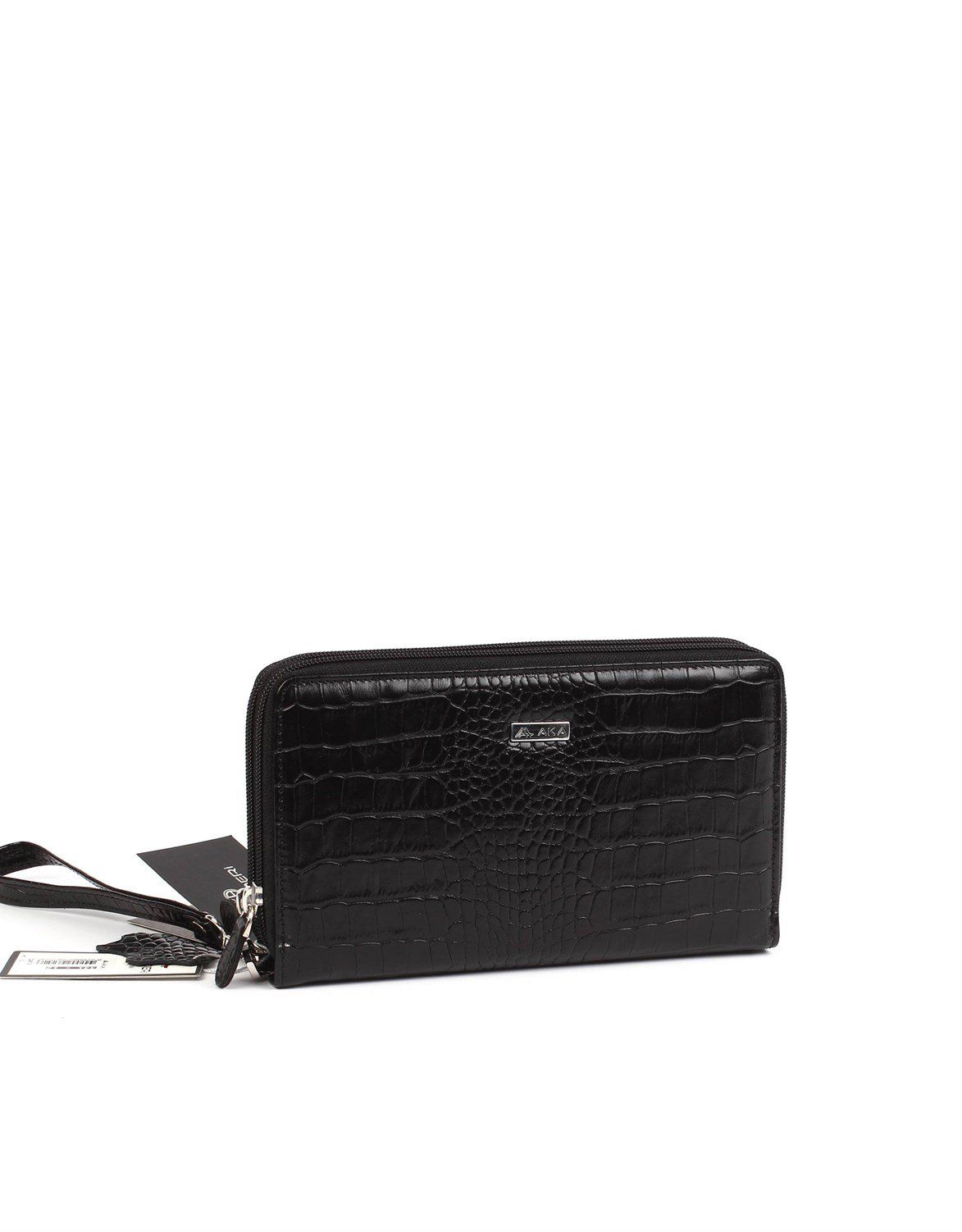 Deri El Çantası OLM331 Siyah - Timsah Desenli