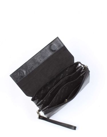 Deri El Çantası OLM309 Siyah - Lazer Desenli