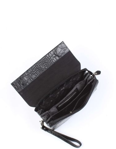 Deri El Çantası OLM309 Siyah - Timsah Desenli