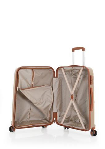 Mçs Polipropilen Valiz 75 CM OLM376 Şampanya-Kahve