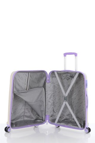 Mçs Polipropilen Valiz 75 CM OLM376 Kemik-Lila