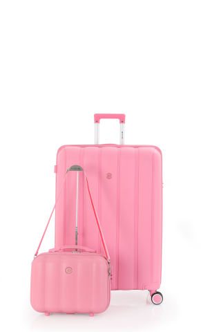 Mçs Polipropilen 2'li Valiz Seti Büyük & Makyaj OLM305 Pembe