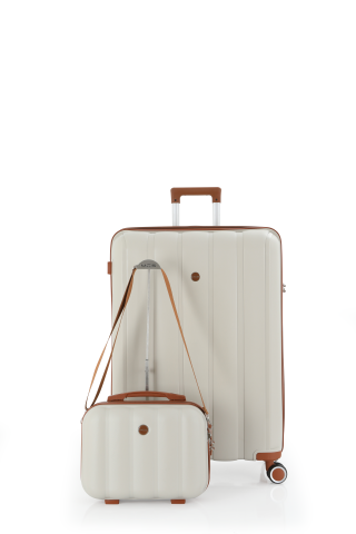 Mçs Polipropilen 2'li Valiz Seti Büyük & Makyaj OLM305 Kemik-Kahve