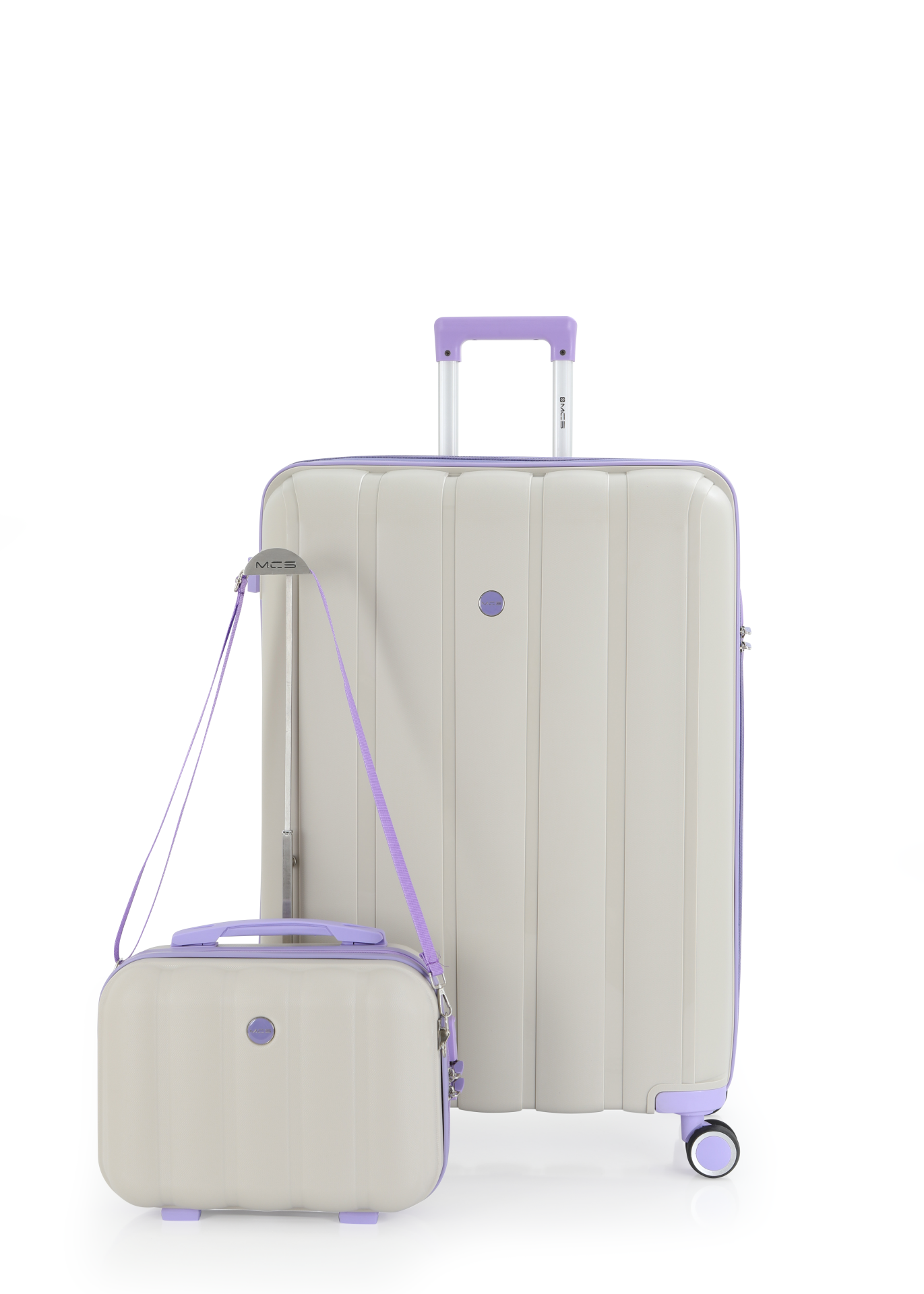 Mçs Polipropilen 2'li Valiz Seti Büyük & Makyaj OLM305 Kemik-Lila