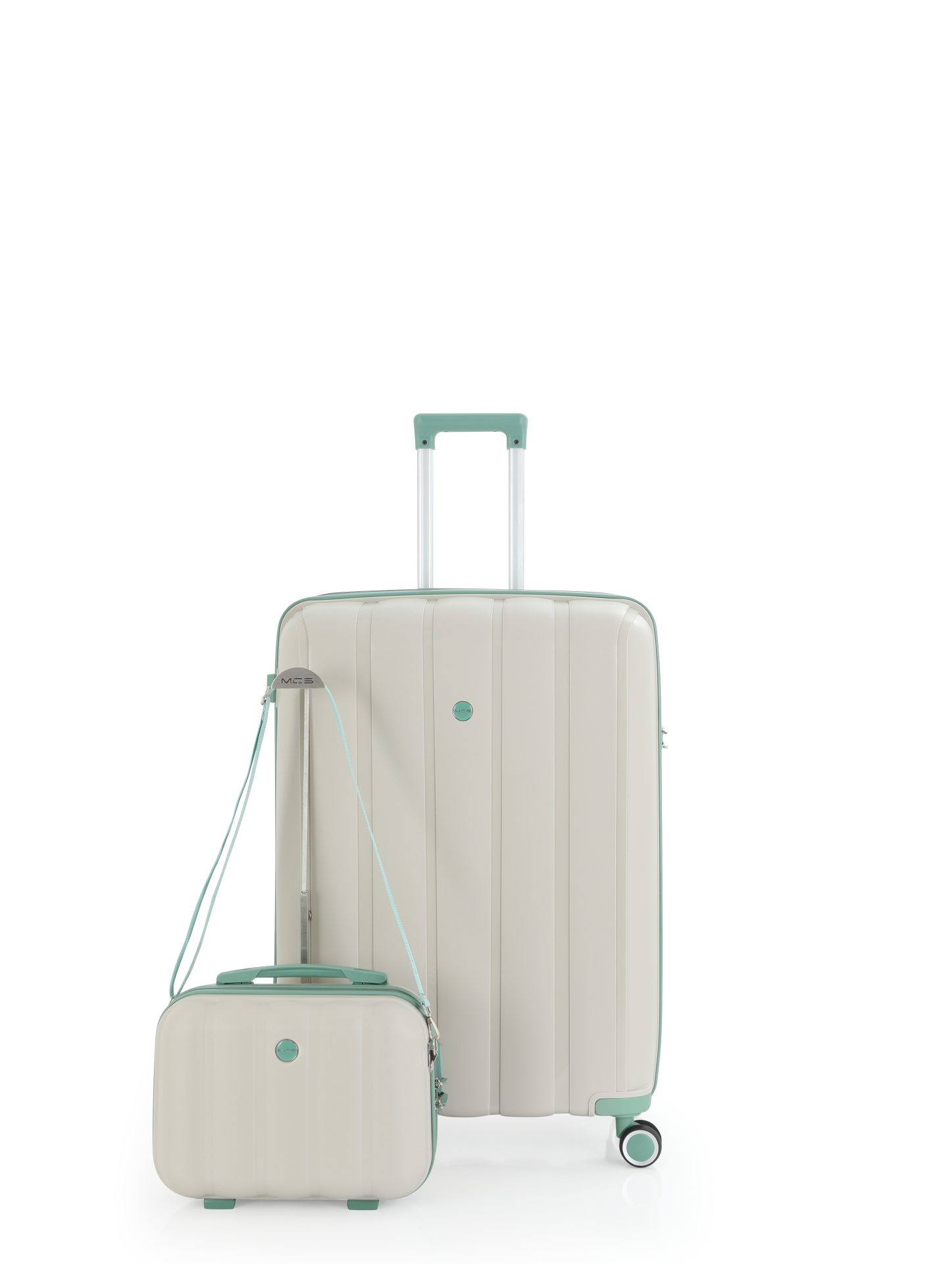 Mçs Polipropilen 2'li Valiz Seti Büyük & Makyaj OLM305 Kemik-Su Yeşili