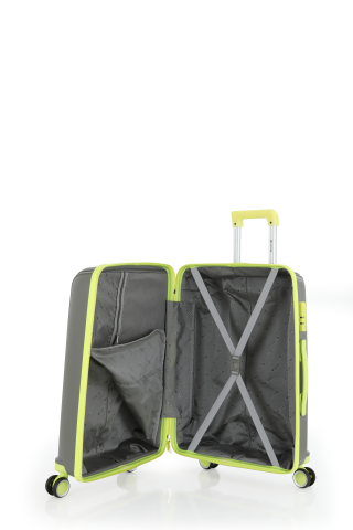 Mçs Polipropilen Valiz Seti Orta & Kabin OLM305 Gri-Açık Sarı