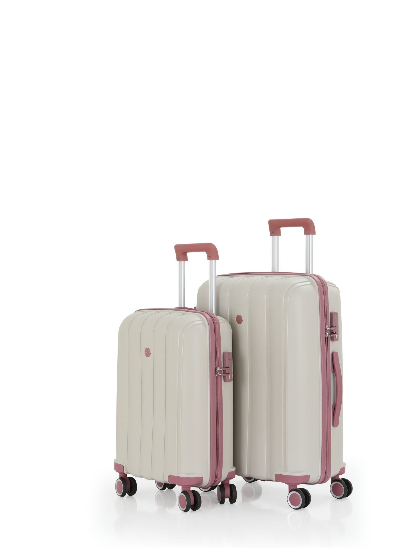 Mçs Polipropilen Valiz Seti Orta & Kabin OLM305 Kemik-Koyu Pudra