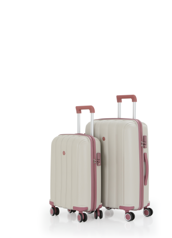 Mçs Polipropilen Valiz Seti Orta & Kabin OLM305 Kemik-Koyu Pudra