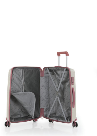 Mçs Polipropilen Valiz Seti Orta & Kabin OLM305 Kemik-Koyu Pudra