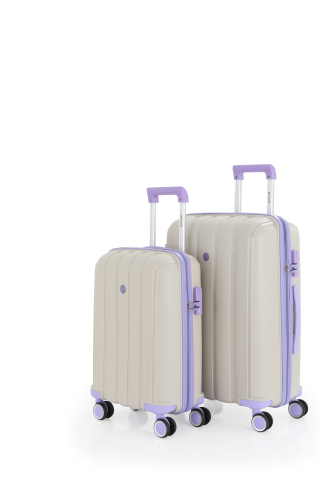 Mçs Polipropilen Valiz Seti Orta & Kabin OLM305 Kemik-Lila