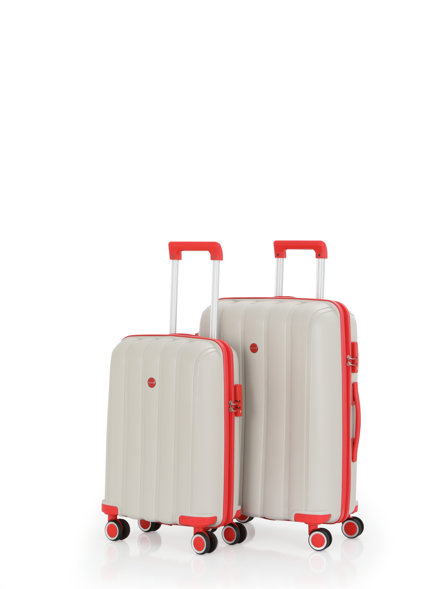 Mçs Polipropilen Valiz Seti Orta & Kabin OLM305 Kemik-Mercan