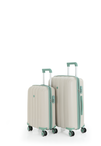 Mçs Polipropilen Valiz Seti Orta & Kabin OLM305 Kemik-Su Yeşili