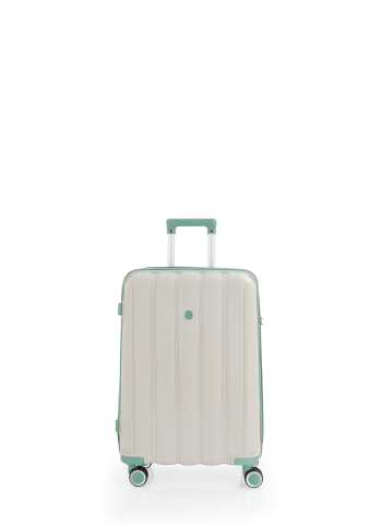 Mçs Polipropilen Valiz Seti Orta & Kabin OLM305 Kemik-Su Yeşili