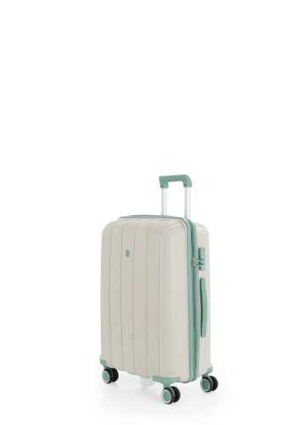 Mçs Polipropilen Valiz Seti Orta & Kabin OLM305 Kemik-Su Yeşili