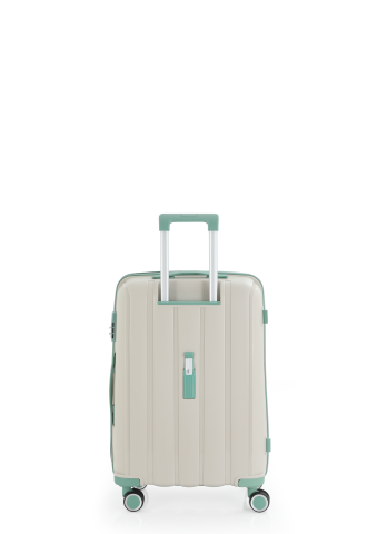 Mçs Polipropilen Valiz Seti Orta & Kabin OLM305 Kemik-Su Yeşili