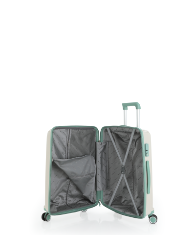 Mçs Polipropilen Valiz Seti Orta & Kabin OLM305 Kemik-Su Yeşili