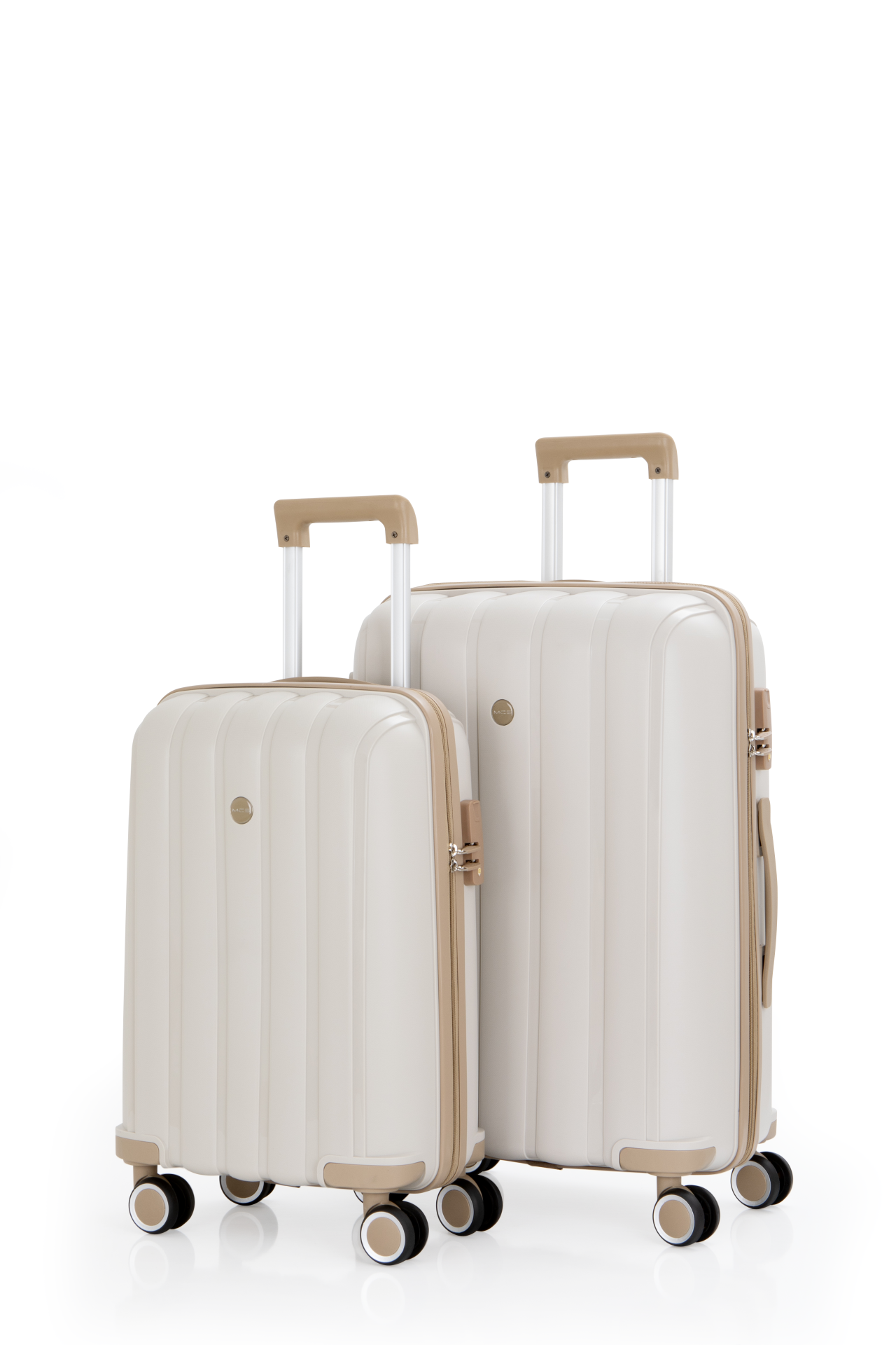 Mçs Polipropilen Valiz Seti Orta & Kabin OLM305 Kemik-Şampanya