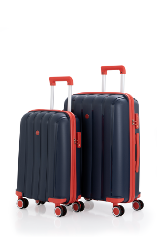Mçs Polipropilen Valiz Seti Orta & Kabin OLM305 Lacivert-Kırmızı
