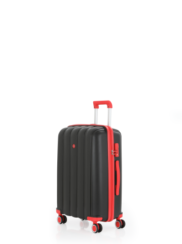 Mçs Polipropilen Valiz Seti Orta & Kabin OLM305 Siyah-Kırmızı