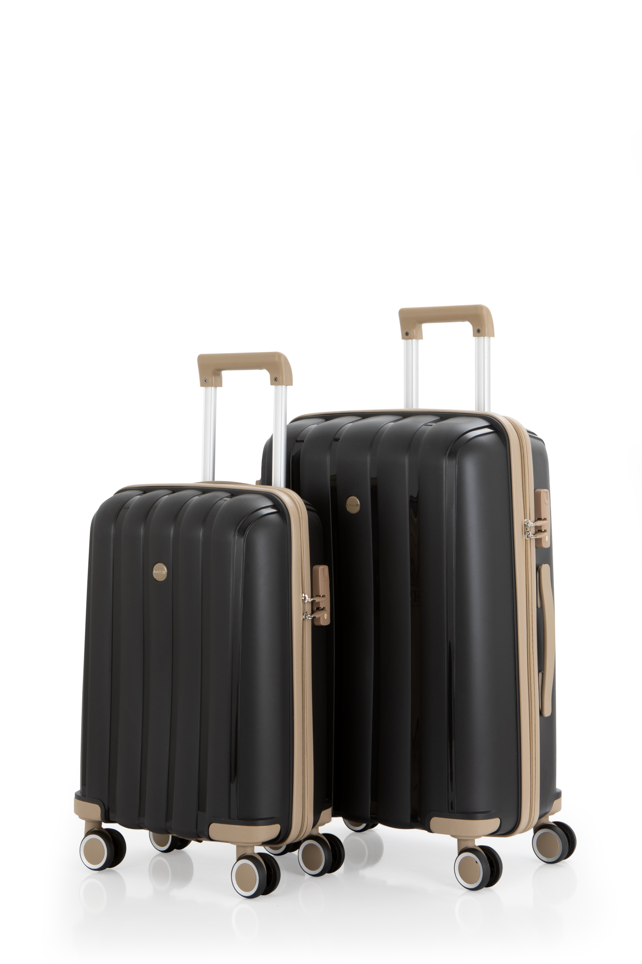 Mçs Polipropilen Valiz Seti Orta & Kabin OLM305 Siyah-Şampanya