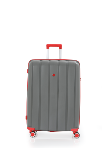 Mçs Polipropilen Valiz Seti Büyük & Kabin OLM305 Gri-Kırmızı