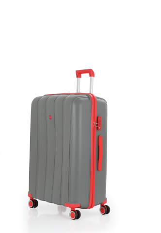 Mçs Polipropilen Valiz Seti Büyük & Kabin OLM305 Gri-Kırmızı