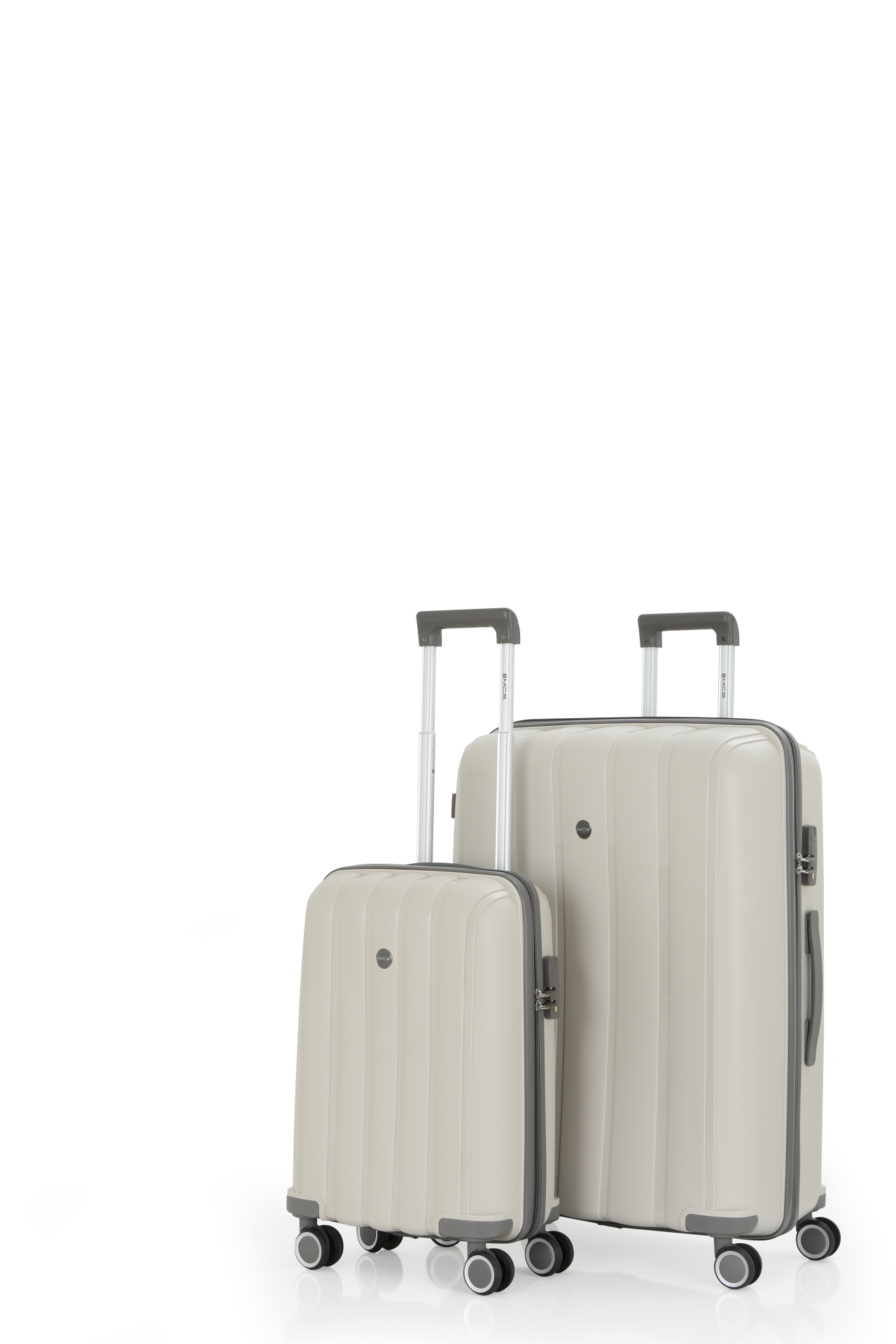 Mçs Polipropilen Valiz Seti Büyük & Kabin OLM305 Kemik-Gri