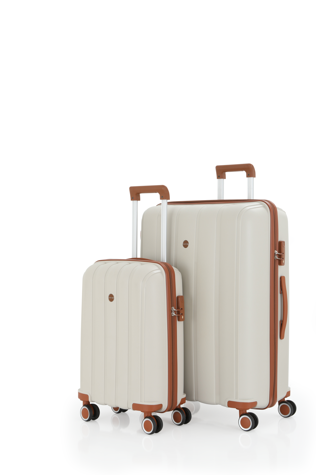 Mçs Polipropilen Valiz Seti Büyük & Kabin OLM305 Kemik-Kahve