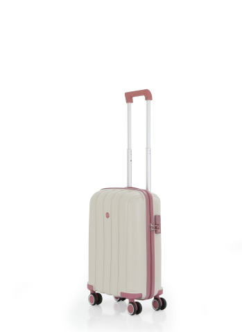 Mçs Polipropilen Valiz Seti Büyük & Kabin OLM305 Kemik-Koyu Pudra