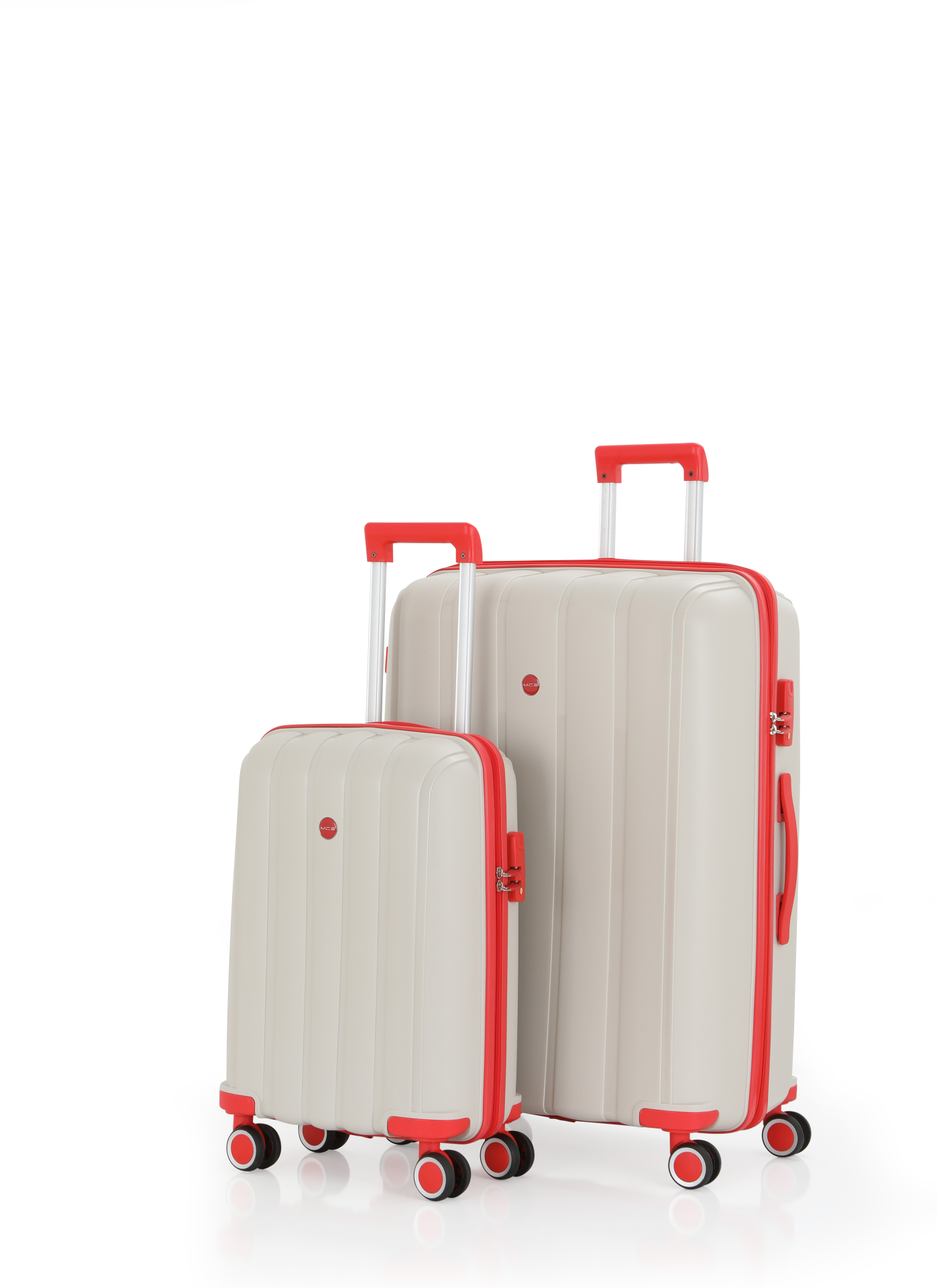 Mçs Polipropilen Valiz Seti Büyük & Kabin OLM305 Kemik-Mercan