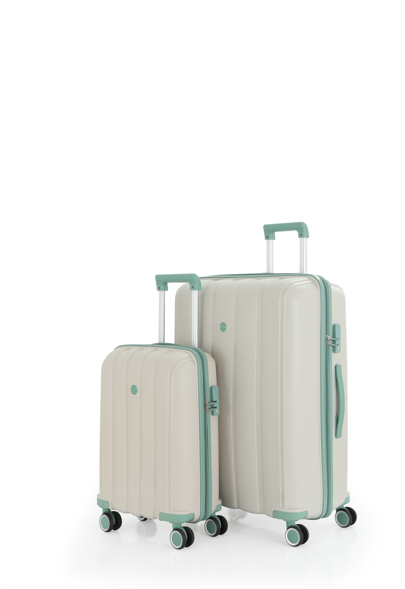 Mçs Polipropilen Valiz Seti Büyük & Kabin OLM305 Kemik-Su Yeşili