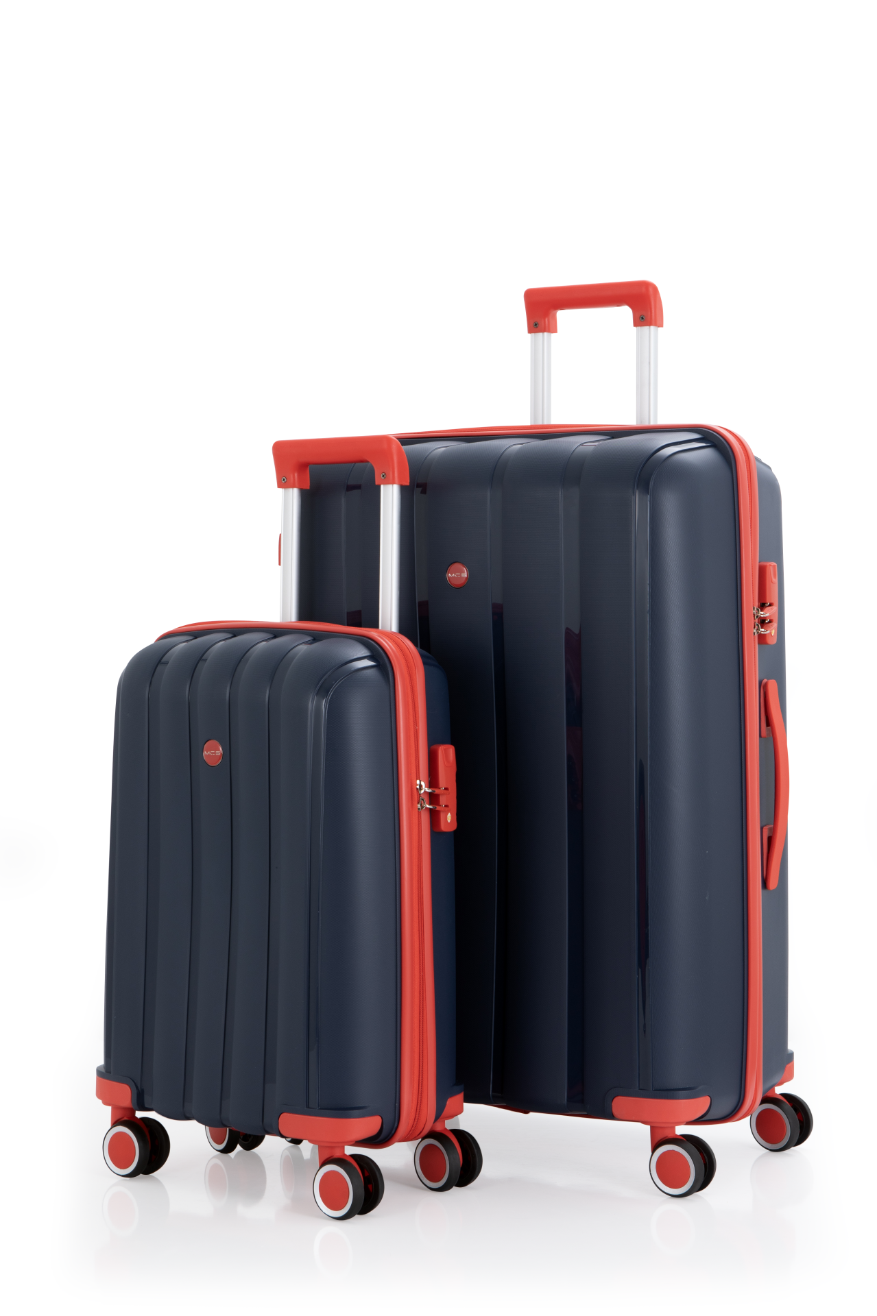 Mçs Polipropilen Valiz Seti Büyük & Kabin OLM305 Lacivert-Kırmızı